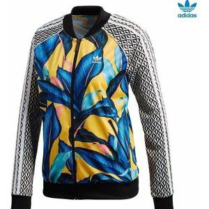 Adidas Women Floral Farm Rio Big Leaf Jacket Sz M